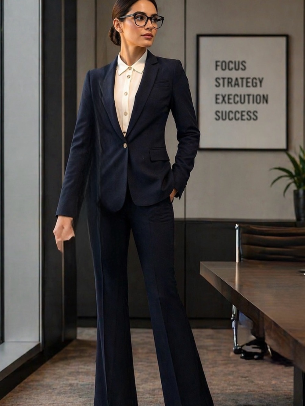 Women’s Navy Tailored Suit - Classic Professional Style
